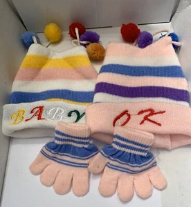 Two (2) Baby Knit Hats & Set Of Gloves6-36 Month - Picture 1 of 6
