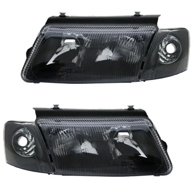 Scheinwerfer Klarglas für VW Passat 3B Bj. 1996-2000 Schwarz mit NSW - Bild 1 von 3