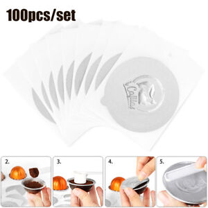 100x Aluminum Foils Lids Seal Sticker for Reuse VertuoLine Coffee Pods Cups 59mm