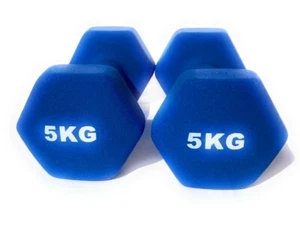 2 Mancuernas Hexagonales de Neopreno 5 Kilos Fitness Aerobic Gimnasio - Imagen 1 de 3