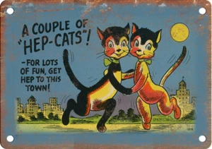 1940er Leinen Comic Postkarte Curt Teich MWM 12" x 9" Reproduktion Blechschild ZJ07 - Bild 1 von 1