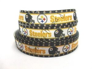 Pittsburgh Steelers Football 1" Grosgrain Ribbon~ YOUR CHOICE 5 or 10 Yard (NFL) - Picture 1 of 3