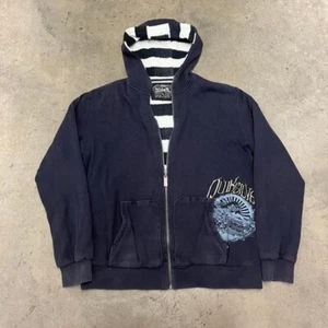 Vintage Y2K surf quiksilver full zip embroidered logo fleece lined hoodie - Picture 1 of 6