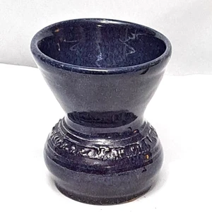 Vintage Art Pottery Mini Cabinet Vase Artist Signed Cobalt Blue Glazed Pearl - Picture 1 of 15