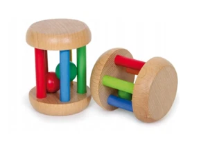 2pc Baby Rattle Wooden Small Play Set Hearing Rolling Play Time With Ball Inside - Picture 1 of 1