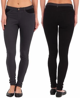 HUE U14753 原装牛仔鹅卵石/黑色拼色弹力打底裤 - 44 美元 — 第 1/4 张图片