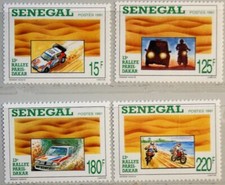 SENEGAL 1991 1112-15 910-13 Paris Dakar Rally Cars Autos Motorrad Motorbike MNH