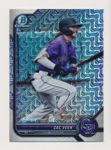 2022 Bowman Chrome Mega Mojo Refractor BCP-165 Zac Veen Colorado Rockies - Picture 1 of 2