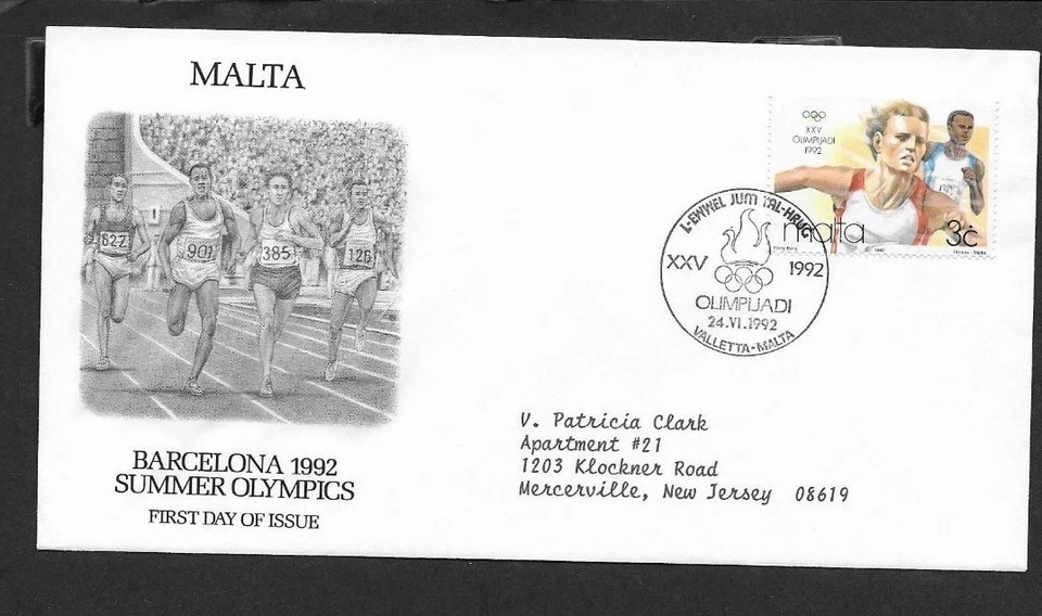 MALTA 1992 PRIMER DÍA PORTADA VERANO OLIMPIADAS BARCELONA CORREDORES  Foto 1 de 1