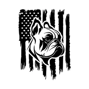 Distressed American Flag French Bulldog Dog Puppy USA Patriot Decal Sticker - Picture 1 of 3