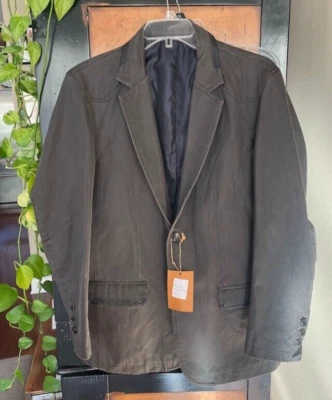 Blazer informal de algodón recubierto gris INSERCH NUEVO CON ETIQUETAS Y RIBETE DE CUERO SINTÉTICO TALLA L Foto 1 de 4