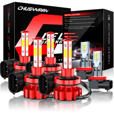 FOR Kia Forte 2010-15 2016 6PC LED Headlight High/Low Beam+Fog Light Bulbs Kit - Image 1 of 4