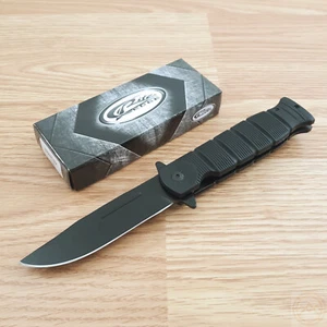Liner Folding Knife 3.75" Stainless Steel Clip Point Blade Black Rubber Handle - Picture 1 of 12