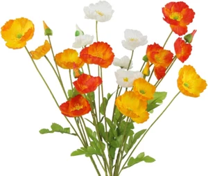 6 Pcs Artificial Poppy Flowers Silk Flower Poppy with Stems Real Touch Faux Popp - Picture 1 of 7