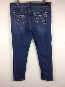 Seven7 Womens Size 12 Distressed Blue Mid Rise Skinny jeans - Picture 1 of 8