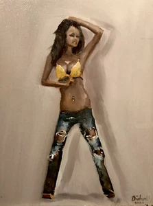 Vintage Original Erotik Ölgemälde Handgemalt Realismus Malerei Kunst Dänhardt - Bild 1 von 9