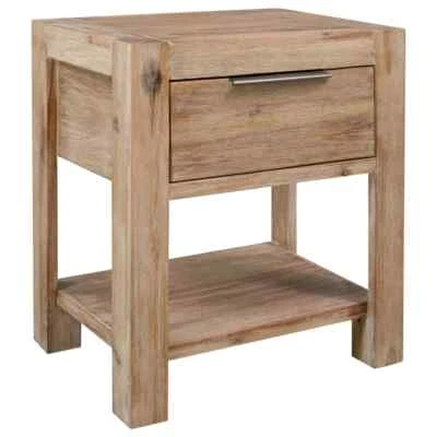 1/2x Solid Acacia Wood Nightstand with Drawer 40x30x48 cm End Table vidaXL - image 1 of 4
