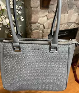 Calvin Klein CK Logo Print Grey Purse/Tote NWOT - Picture 1 of 9