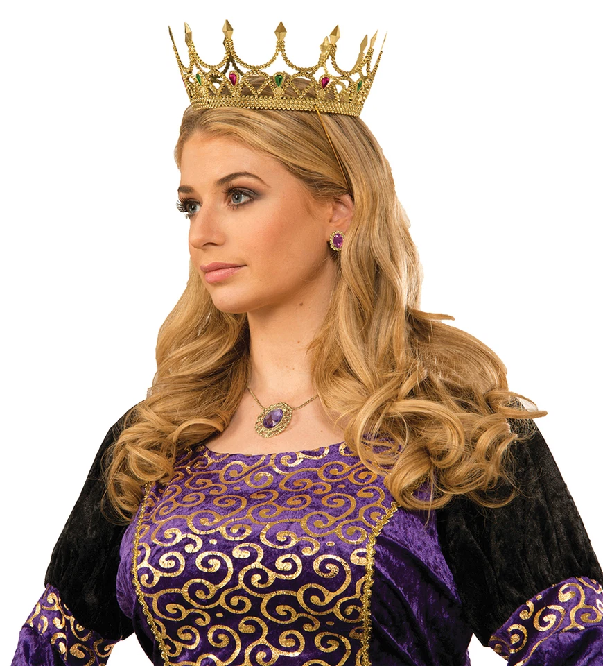 Gold Medieval Royal Queen Plastic Crown Prince Costume Accessory Adult Princess