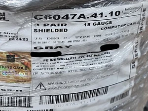 Carol C6047A 18/3P Individually Shielded Twisted Pairs Data Cable Gray /25ft - Picture 1 of 15