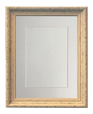 Shabby Chic Distressed White Photo Picture Frames With Various Coloured Mount - Image 1 of 4