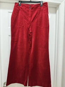 Pantalones Anthropologie Maeve The Colette ROJOS Pierna Ancha Terciopelo Talla 14 Nuevos con Etiquetas - Imagen 1 de 8