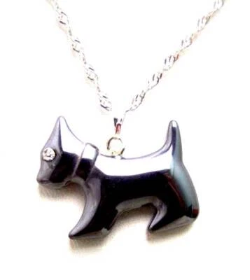 26*29mm Dog Natural Black Hematite Pendant for Women Stone Jewelry Chokers 17" - Image 1 of 4