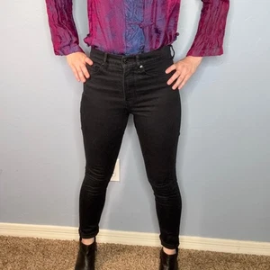 Express Skinny High Rise Schwarz Jeans Damen Größe 2 R Stretch Schlankmacher - Bild 1 von 7