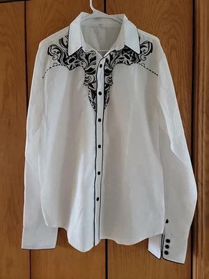 Mens Western Embroidered Slim Fit Shirt Sz L - Image 1 of 3