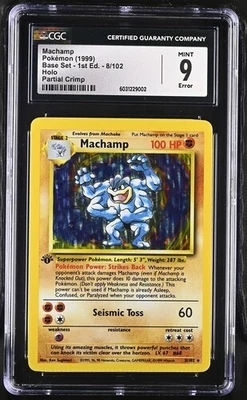 1999 Machamp Base Set 1st Edition Holo CGC 9 Graded *ERROR Crimp - Image 1 of 2