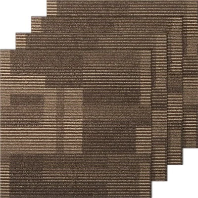 Uimoso Carpet Tile Floor 24pcs Squares w/Padding Attached 24"x 24"Mixed Brown