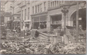 1913 DAYTON FLOOD Ohio Disaster Postcard "West 3rd Street - Arcade Entrance" - Picture 1 of 2