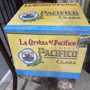 Pacifico Clara Beer Metal Cooler Ice Chest Bottle Opener 14x12x14 Yellow - Picture 1 of 6