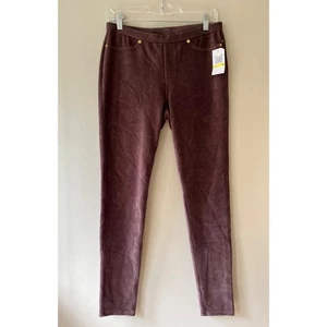 Michael Kors Sz M Chocolate Corduroy Pull On Pants Stretch Leggings Skinny - Picture 1 of 11