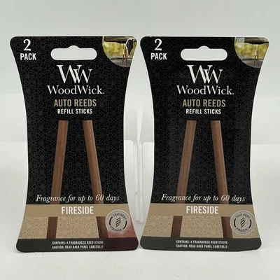 2x WoodWick Auto Reeds Fireside Car Air Freshener Refills 2-Pack Each - Image 1 of 2