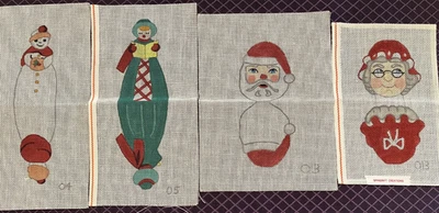 handpainted needlepoint canvases christmas ornaments, four - Image 1 of 4