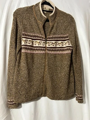 Woolrich Fair Isle Sweater Women's Zipper Fawn Heather Size M (SW22) - Image 1 of 4