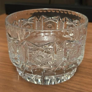 Vintage Lead Crystal Bowl 6” Starburst Cut Glass Hobstar Pattern Heavy Clear - Picture 1 of 11