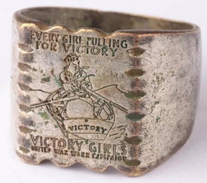Victory Girls Ring WW1 Woman workers recruitment advertisement WWI Boat WWII WW2 - Picture 1 of 13