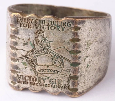 Victory Girls Ring WW1 Woman workers recruitment advertisement WWI Boat WWII WW2 - Image 1 of 4
