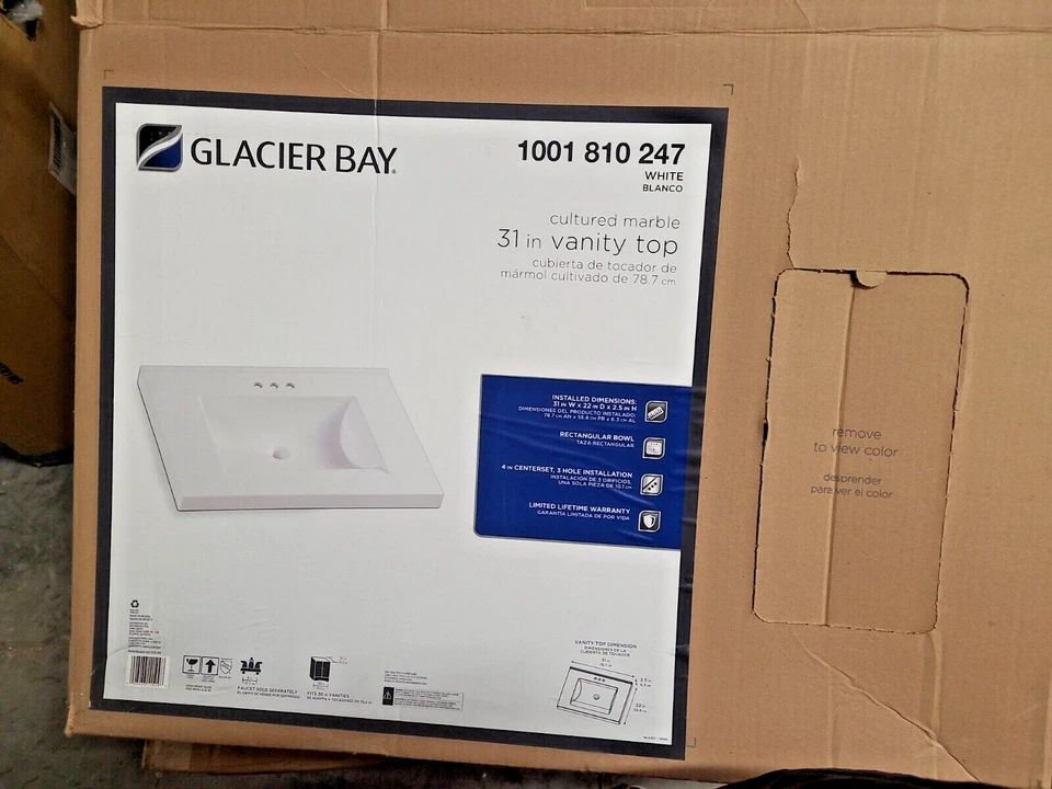 31-in White Marble Vanity Top Single Sink Bowl 31x22 D Rectangular  - Image 1 of 1