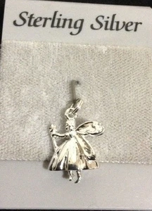 STERLING SILVER FAIRY WITH WAND PENDANT CHARM - Picture 1 of 5