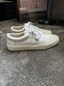 Womans Size 10 TOMS Fenix Lace-Up White Leather Skate Style Casual Sneakers - Picture 1 of 9