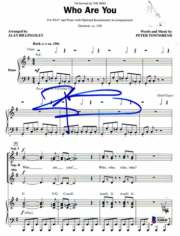 PETE TOWNSHEND SIGNED THE WHO WHO ARE YOU AUTO LYRIC SHEET BECKETT BAS Cover