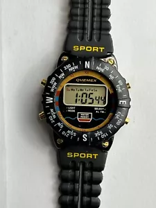 QUEMEX Damen-Quartz-Uhr - Alarm-Chronograph - NEU - Sportlich - Schwarz - Ø31mm - Foto 1 di 4