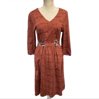 Matilda Jane Dress Women Sz Large Paisley Boho Tie Back Ariana V Neck 3/4 Sleeve - Image 1 of 4