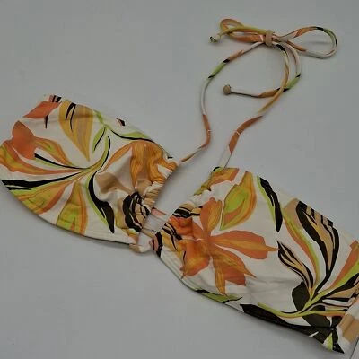 Roxy Bikini Top Juniors Large Printed Beach Classics Triangle White Subtly Salty - Image 1 of 4