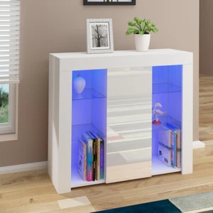Sideboard Living Room Cabinet Cupboard High Gloss Doors Matt Body with RGB LED - Picture 1 of 6