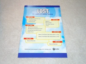 LOST episode guide INSERT only for SEASON 4, for the 6-Disc DVD set - Picture 1 of 2
