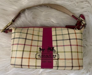 Coach Heritage Pink Accent Plaid Tattersall Handbag - Picture 1 of 5